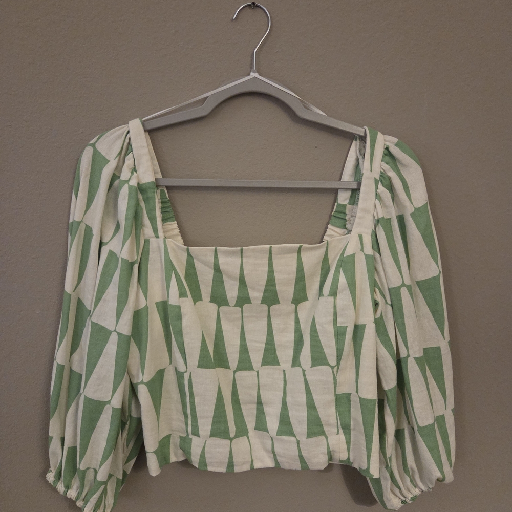 Green Geometric Women's Top
